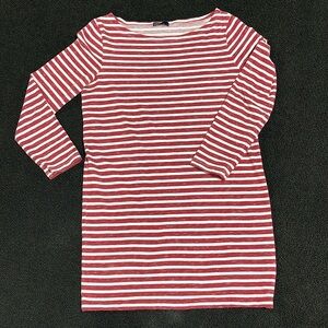 Gap women’s cotton boat neck mini dress, medium, 3/4 sleeve, red & white stripes